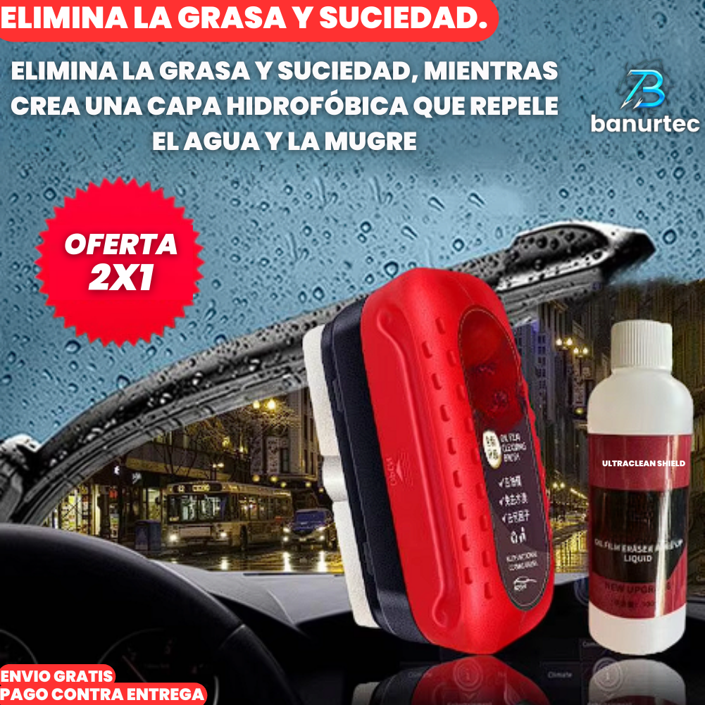 Oferta Especial 2x1: Ultra CleanShield® Potente Limpiador De Parabrisas Hidrofóbico